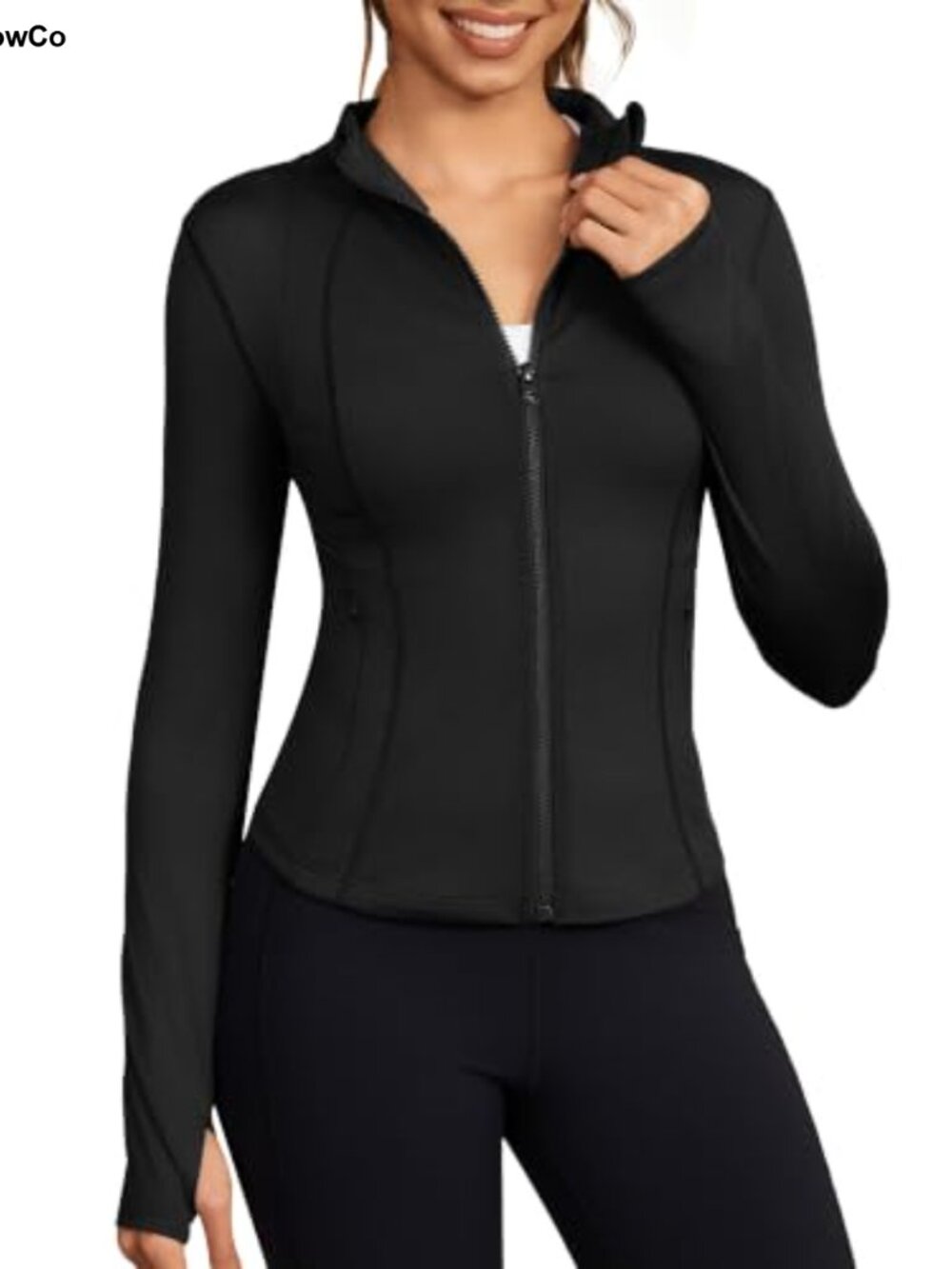 Cropped Zip Up Running Jacket with Thumb Holes Athletic Track Jacket Women's